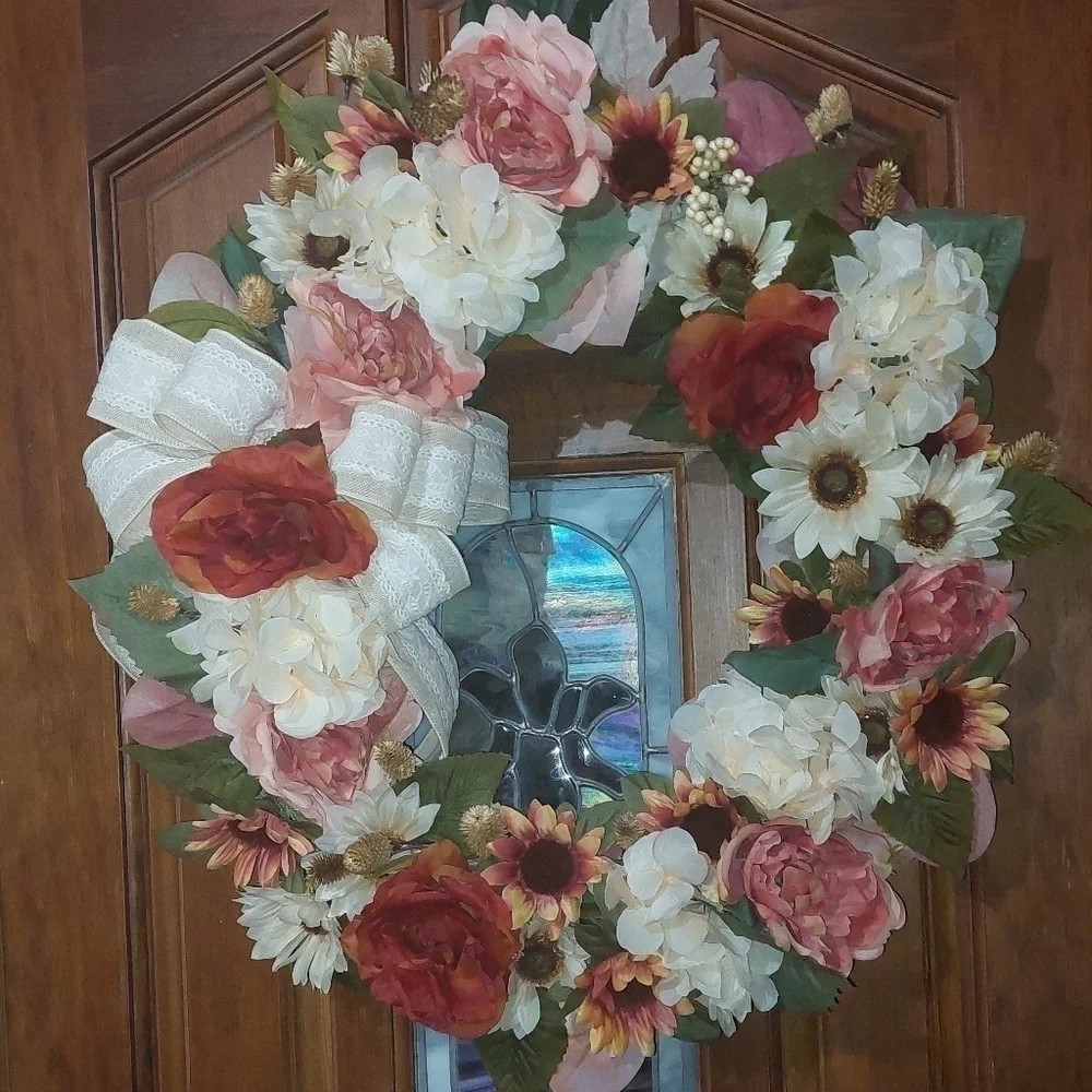 HANDMADE fall or everyday wreath indoor or outdoor home decor